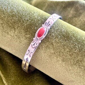 Sterling Silver Southwestern Red Coral Cuff